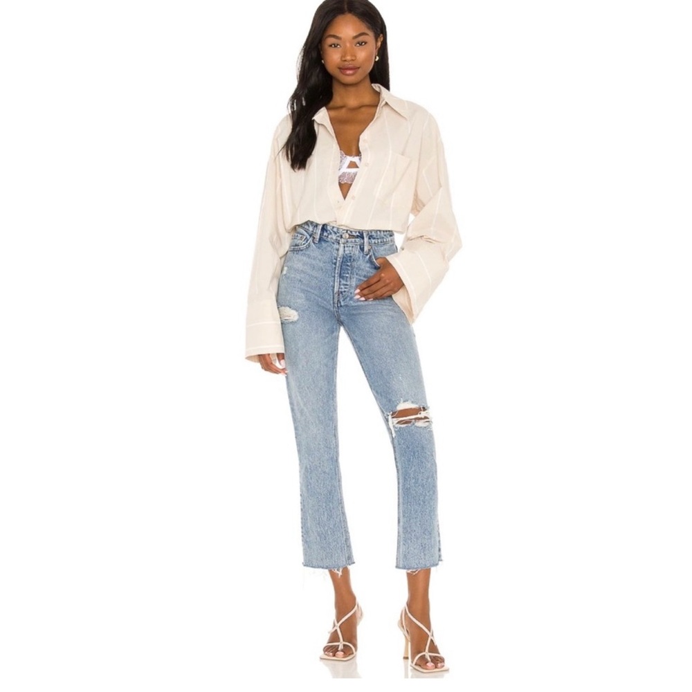 GRLFRND The Karolina High Rise Straight Crop Jeans